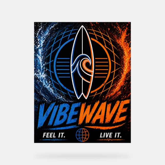 Póster de Surf Neon Vibe Wave – Estética Retro Syn (Anverso)