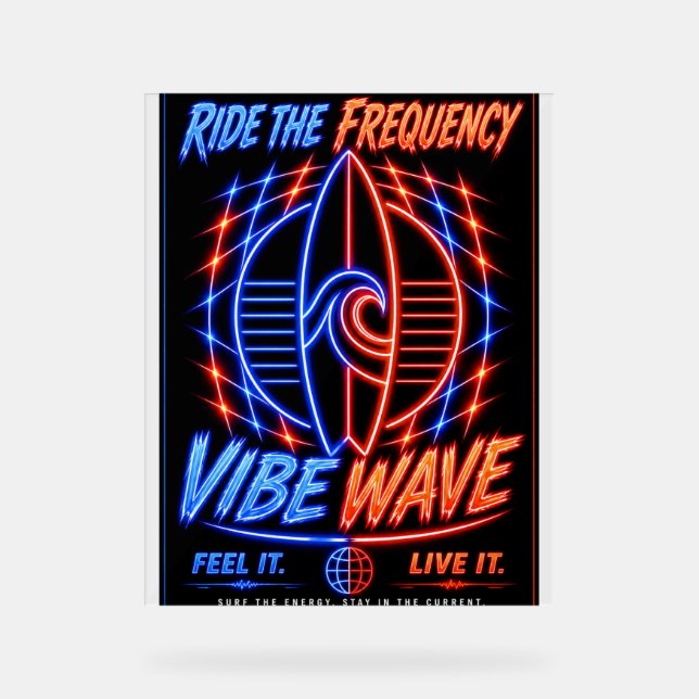 Póster de Surf Neon Vibe Wave – Estética Retro Syn (Anverso)