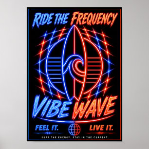 Póster de Surf Neon Vibe Wave – Estética Retro Syn