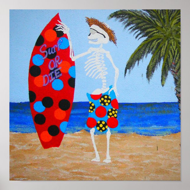 Póster de surf o morir (Frente)