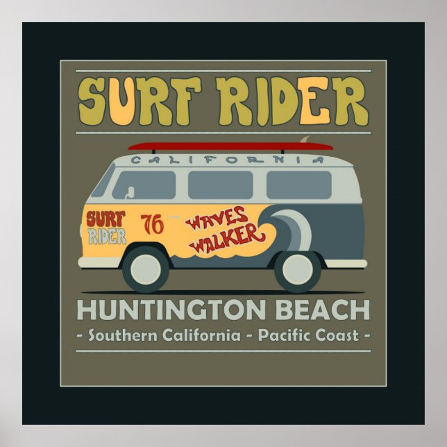 Póster de Surf Rider Huntington Beach (Frente)
