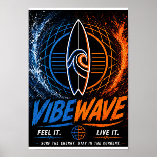 Póster de Surf Vibe Wave Neon – Estética Retro Syn