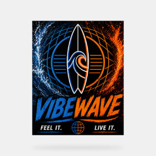 Póster de surf Vibe Wave Neon – Estética retro Syn