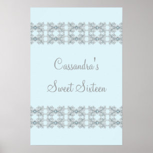 Póster de Sweet Sixteen de encaje de cristal azul