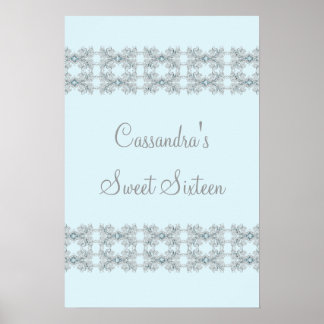 Póster de Sweet Sixteen de encaje de cristal azul