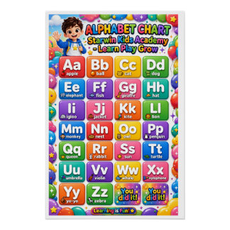 Póster de tabla alfabética - Starwin Kids Academy