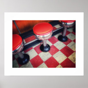 Póster de taburetes de diner vintage