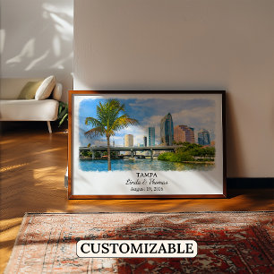 Póster de Tampa Florida, Acuarela, Personalizado