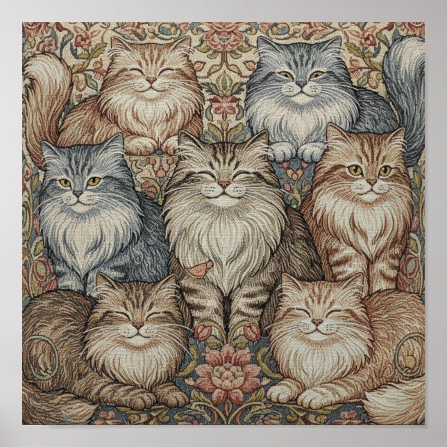 Póster de Tapiz de Gato Vintage (Frente)