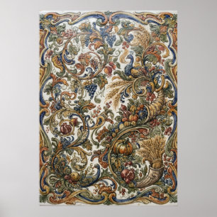 Póster de tapiz de paisley ornamentado vintage