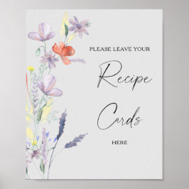 Póster de tarjeta de receta floral boho