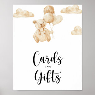 Póster de tarjeta y regalos de oso para baby showe