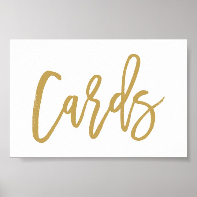 Póster de Tarjetas de Boda Doradas con Letras a Ma (Frente)