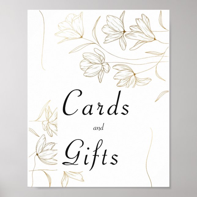 Póster de tarjetas y regalos de flores de oro (Frente)