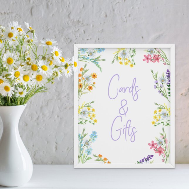 Póster de tarjetas y regalos de prado de flores si (Floral Cards & GIfts Table sign from my Wildflower Meadow Collection - order printed or digital file)
