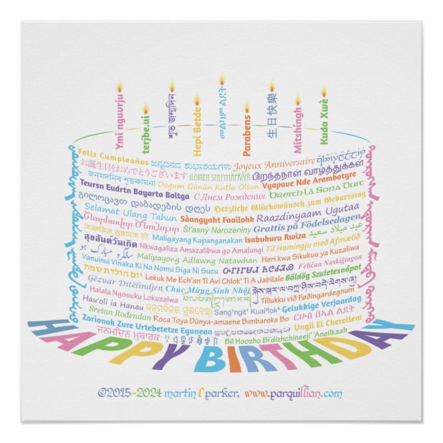 Poster de tarta de cumpleaños mundial (Anverso)