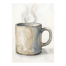 Póster de taza de café acuarela | Pared de cocina