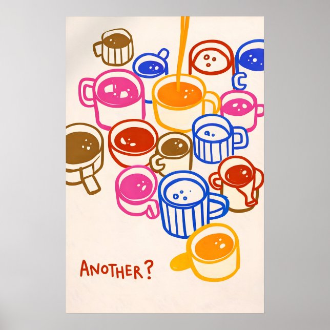Póster de tazas de café coloridas, impresión de ci (Frente)