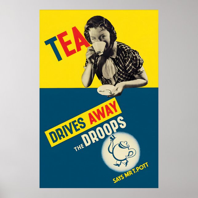 Póster de té británico de los años 20 El té aleja  (Frente)