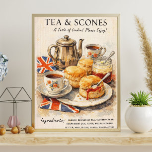 Póster de té y scones Arte del té inglés de la t