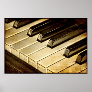 Póster de teclas de piano vintage