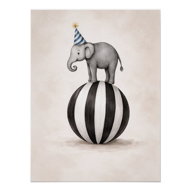 Póster de tema circo de elefante para niños (Anverso)