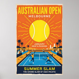 Póster de tenis del Abierto de Australia Summer Sl