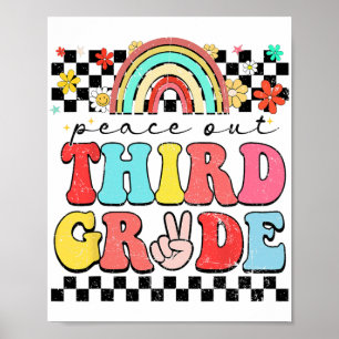 Póster De tercer grado Retro Groovy feliz último día de c