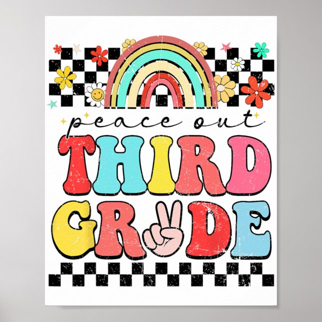 Póster De tercer grado Retro Groovy feliz último día de c (Frente)