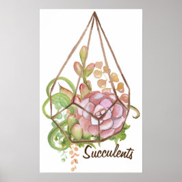 Póster de Terrario de Suculentas Acuarela