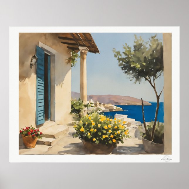 Póster de Terraza Soleada junto al Mar (Frente)