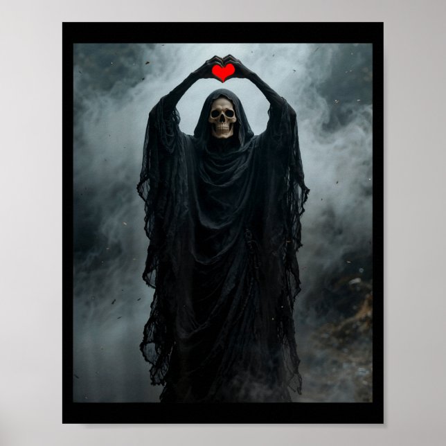 Póster de terror de cara espantosa con mano de cor (Frente)