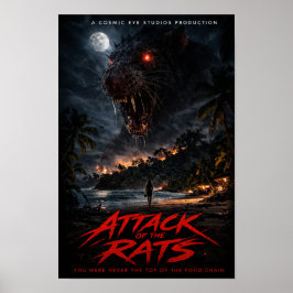 Póster de terror de criatura de playa nocturna Cos