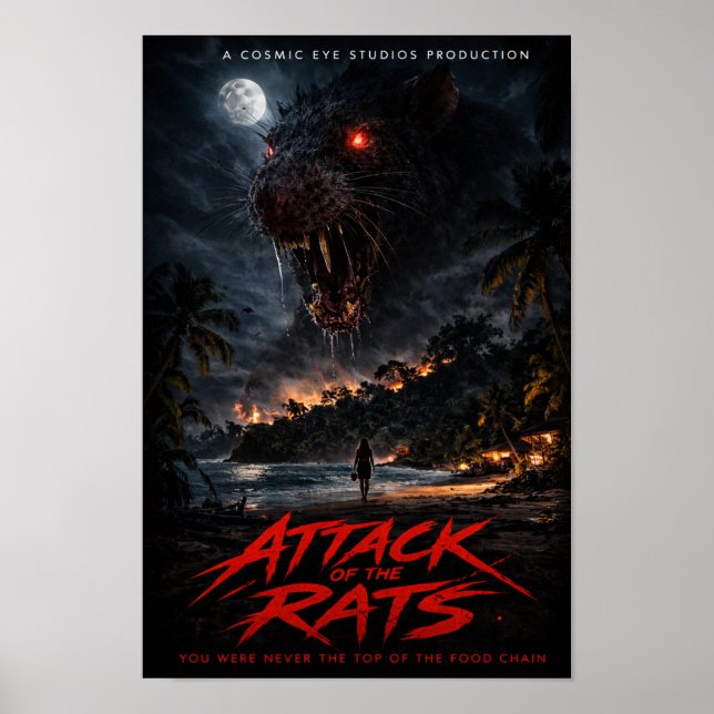 Póster de terror de criatura de playa nocturna Cos (Frente)