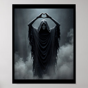 Póster de terror de manos de corazón de fantasma d