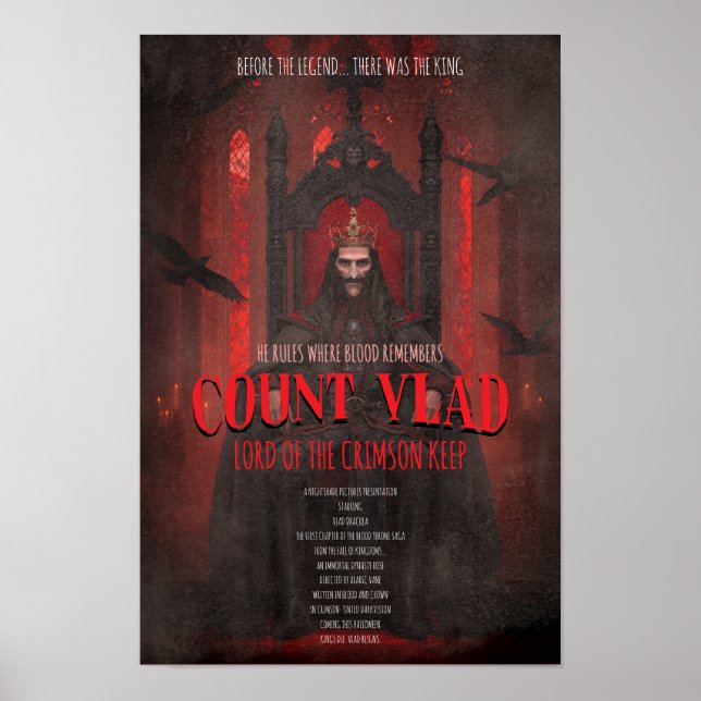 Póster de Terror del Conde Vlad Gótico Drácula (Frente)