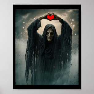 Póster de terror espeluznante manos corazón fantas