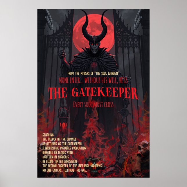 Póster de Terror Gótico El Portero Arte de Pared (Frente)