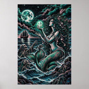 Póster de terror náutico de Siren's Cove Dark Merm
