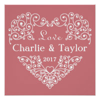 Poster de texto personalizado de corazón ornamenta