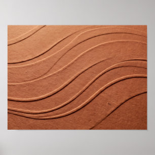 Póster de textura de onda estampada en terracota