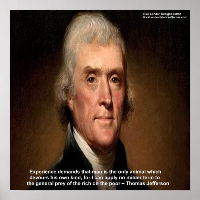 Póster de Thomas Jefferson "Trickle Down no funcio (Frente)