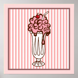 Póster de tienda de refrescos retro