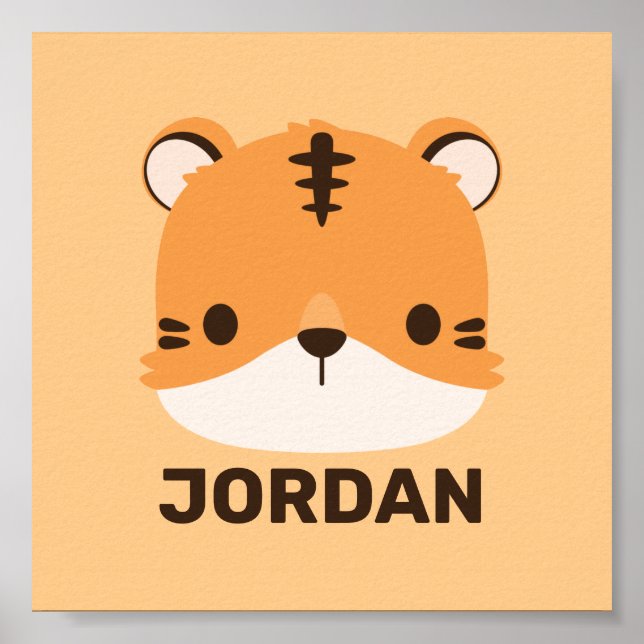 Póster de Tigre Adorable con Nombre Personalizado (Frente)