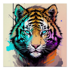 Poster de tigre colorido