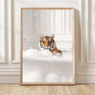 Póster de Tigre Divertido en Bañera, Tigre en un B