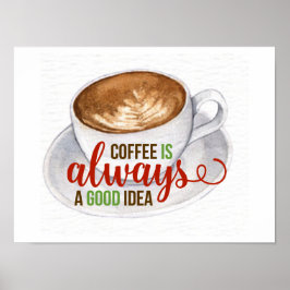 Póster de tipografía acuarela de buen café