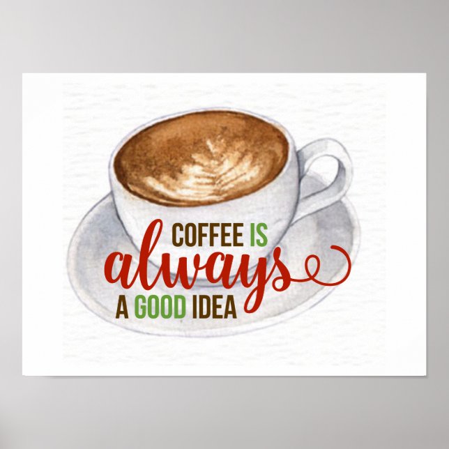 Póster de tipografía acuarela de buen café (Frente)