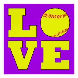 Poster de tipografía de sofball Love Square