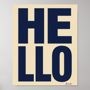 Póster de tipografía negrita HELLO moderno